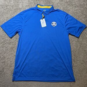 Ryder Cup 2025 Bethpage Black Polo Shirt Blue Men’s Large Golf NWT Short Sleeve